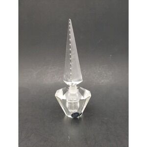 Vtg I.W. Rice Perfume Bottle Art Deco Pagoda Spire Obelisk Hand Cut Crystal 6.5"